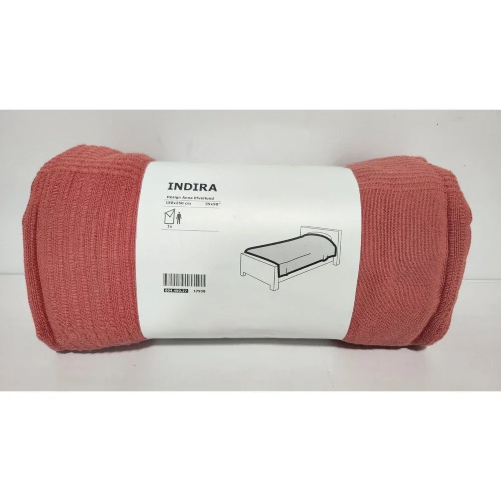 IKEA Indira 150x250cm SALMON 100% Cotton Bedspread 604.450.27 59x98